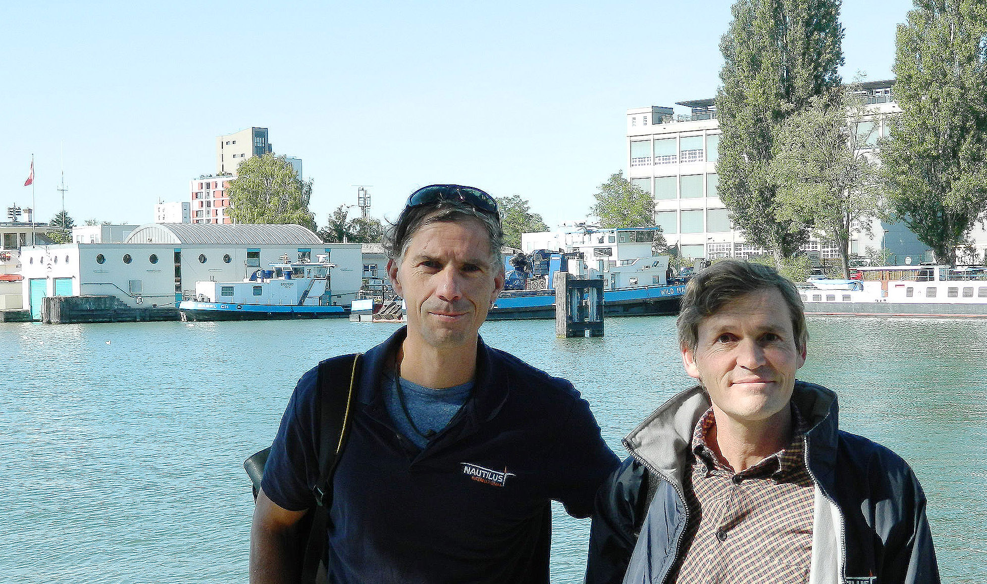 Image:Holger Schatz and new industrial organiser Piet Dörflinger regularly visit crew arriving at the Port of Basel.