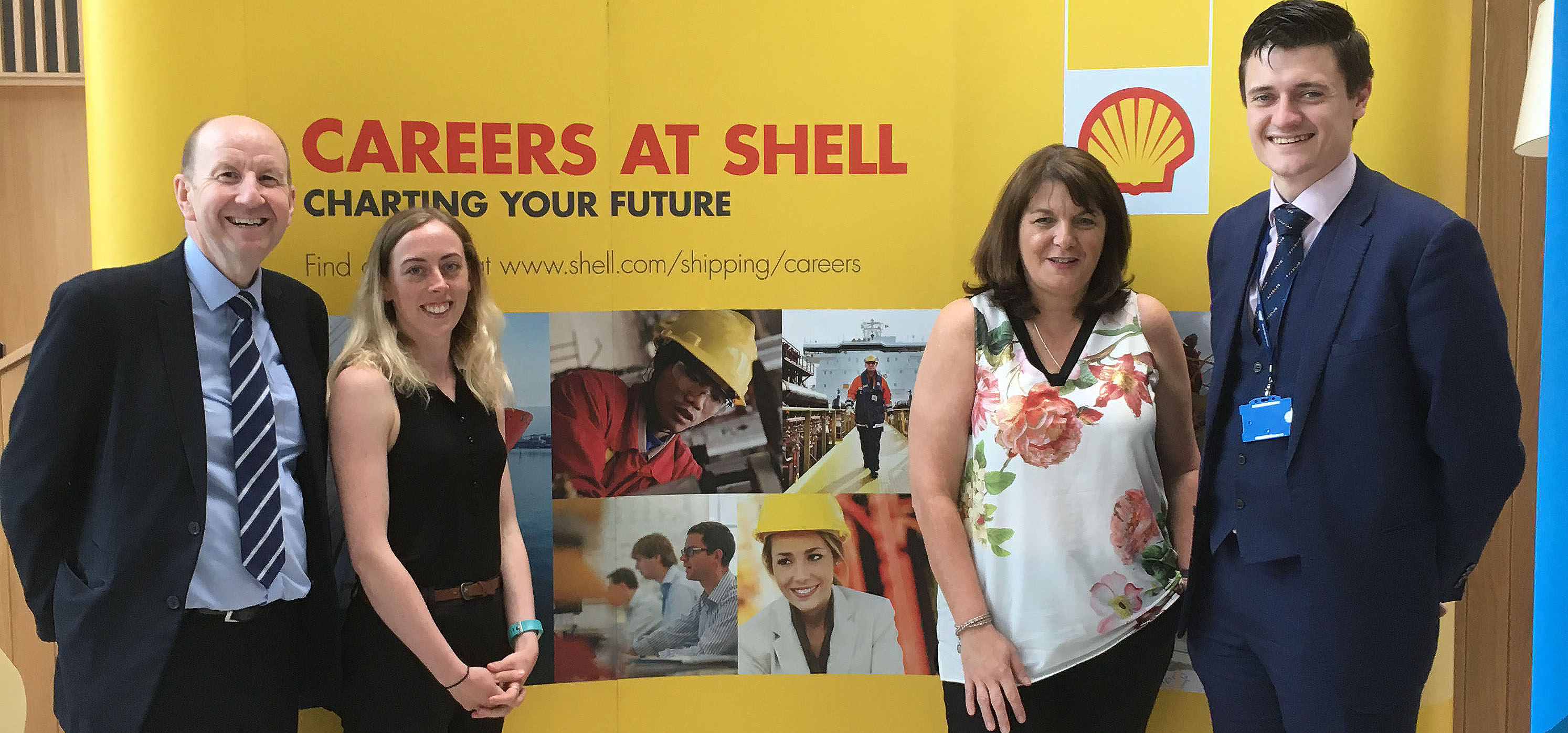 Image:Shell cadet training manager Julie Arnold and cadet training administrator Sinead Keneen and Nautilus officials Derek Bryne (left) and Martyn Gray. 