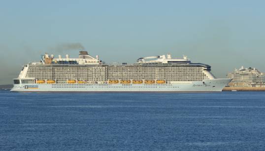 Image:Emissions from the cruise ship Anthem of the Seas contributing to air pollution off Palma de Mallorca in 2022. Image: Javier Pérez_Montes/Wikimedia Commons