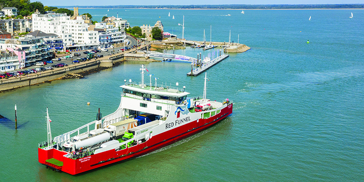 Image:Our lifeline island ferries working around the UK: Red Funnel's freight ferry Red Kestrel, which marked its first year in operation in April 2020 during the Covid-19 lockdown. Image: Red Funnel