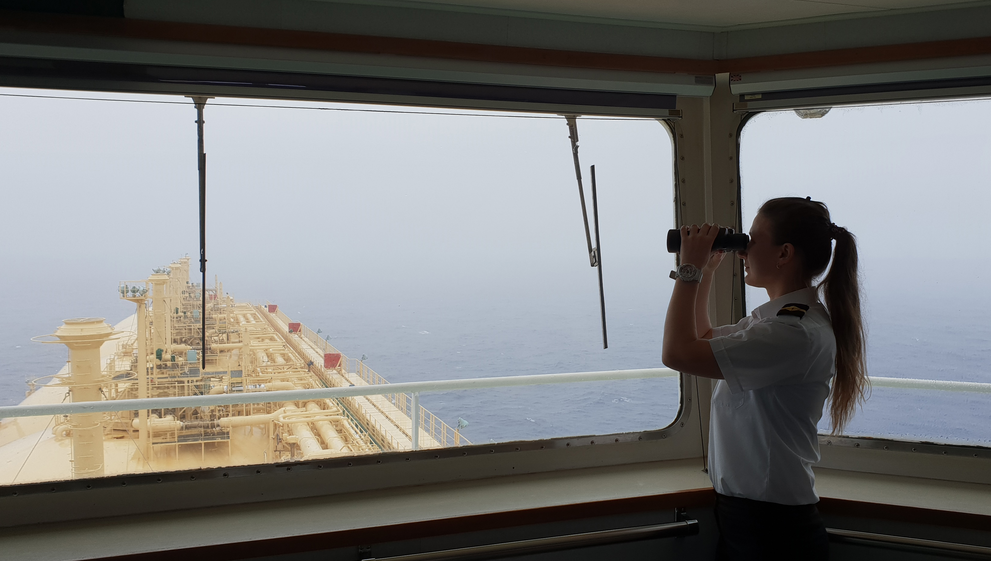 Image:Third officer Santa Tetere on watch duties.
