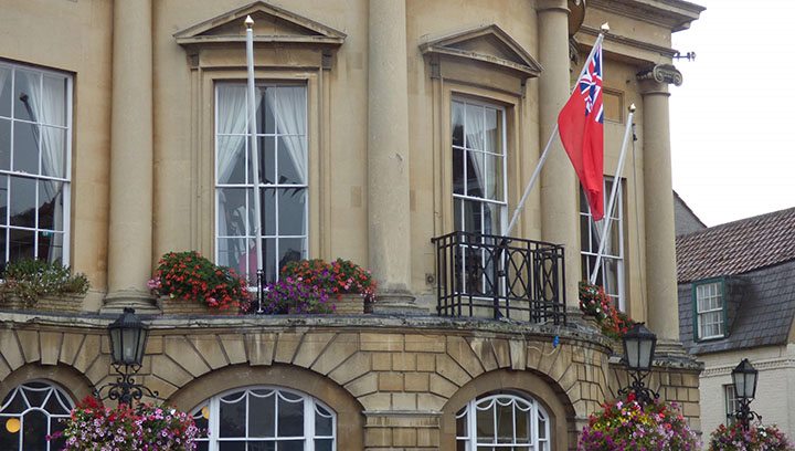 Image:Also in Wiltshire, the red ensign flies proudly at Devizes Town Hall on 3 September - sent in by Nautilus member Jim Halpin