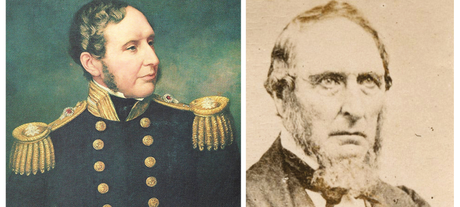 Image:Left to right: HMS Beagle’s captain Robert Fitzroy was a tormented soul who ended up slitting his throat with a razor, and Owen Chase.

