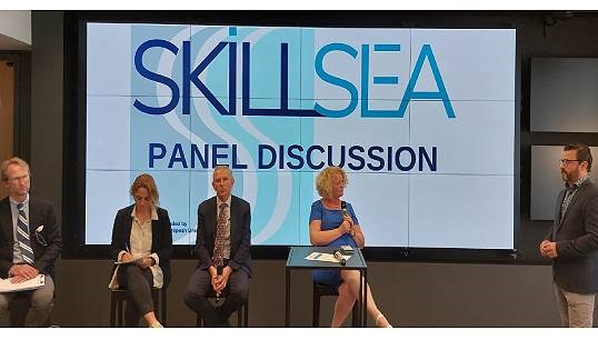 Image:Nautilus executive officer Sascha Meijer (microphone) during the Skillsea panel discussion. Images: Nautilus International