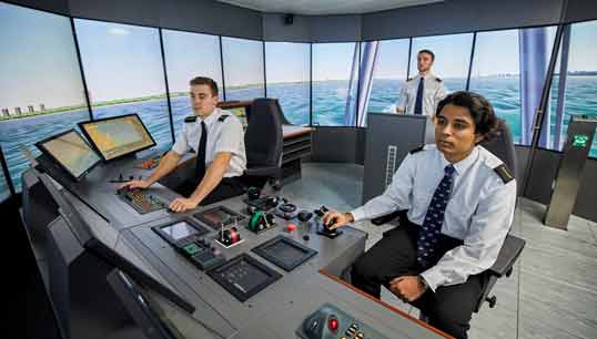 Image:Officer cadets in a 360 degree simulator.