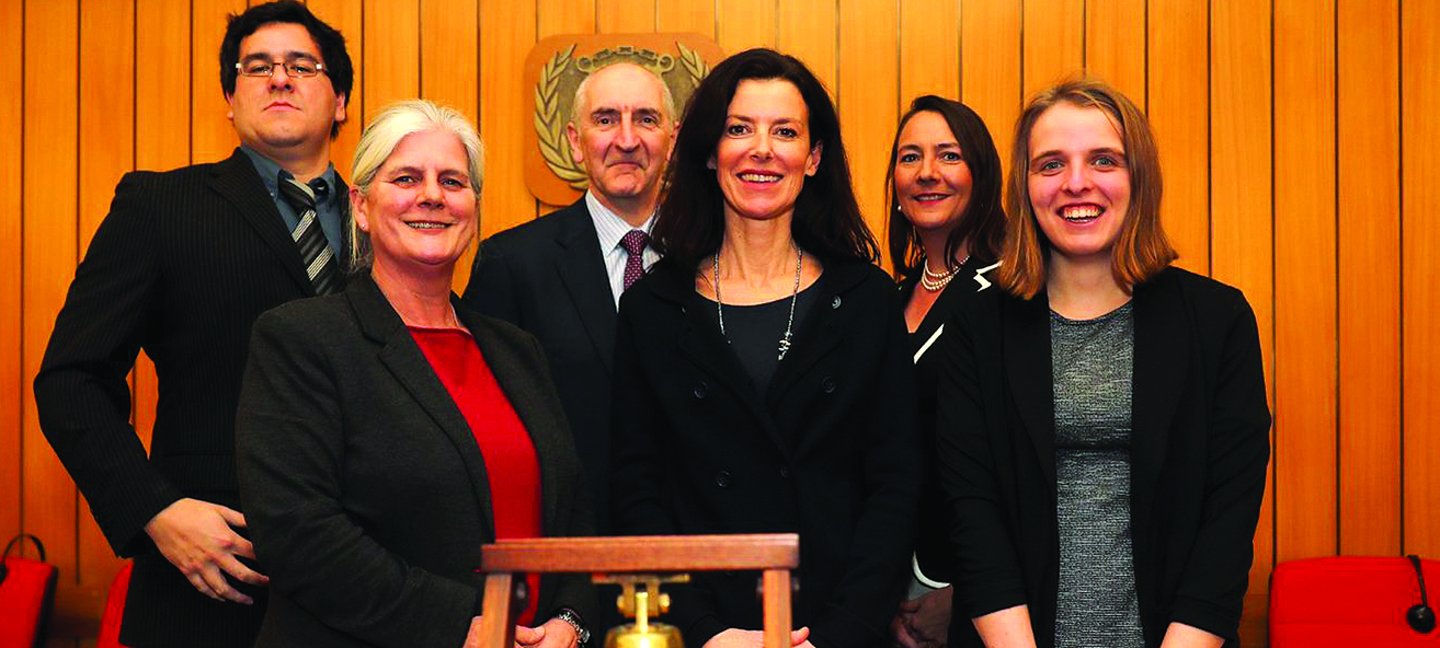 Image:Members of the Solent University research team responsible for the Effective Crew study – left to right: Richard Neale; Nikkie Butt; Chris Wincott; Dr Kate Pike; Karen Passman; and Emma Broadhurst
