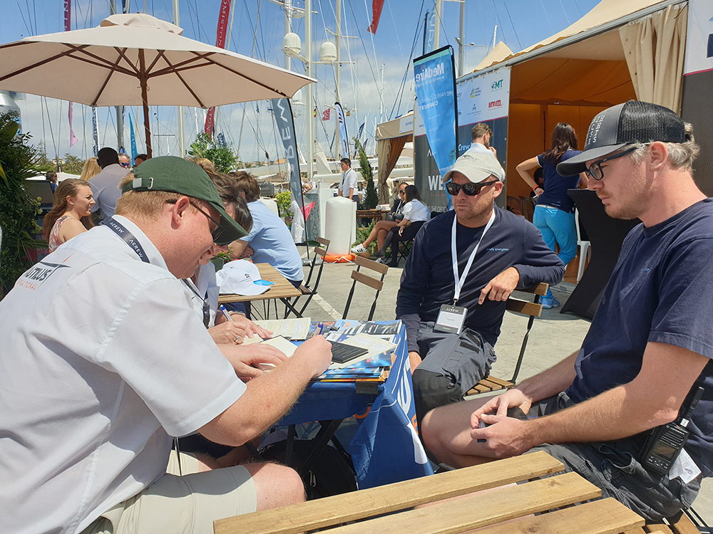 Image: Palma Yacht Show 2018 - Nautilus international organiser Danny Mcgowan talks to crew about SRBs.