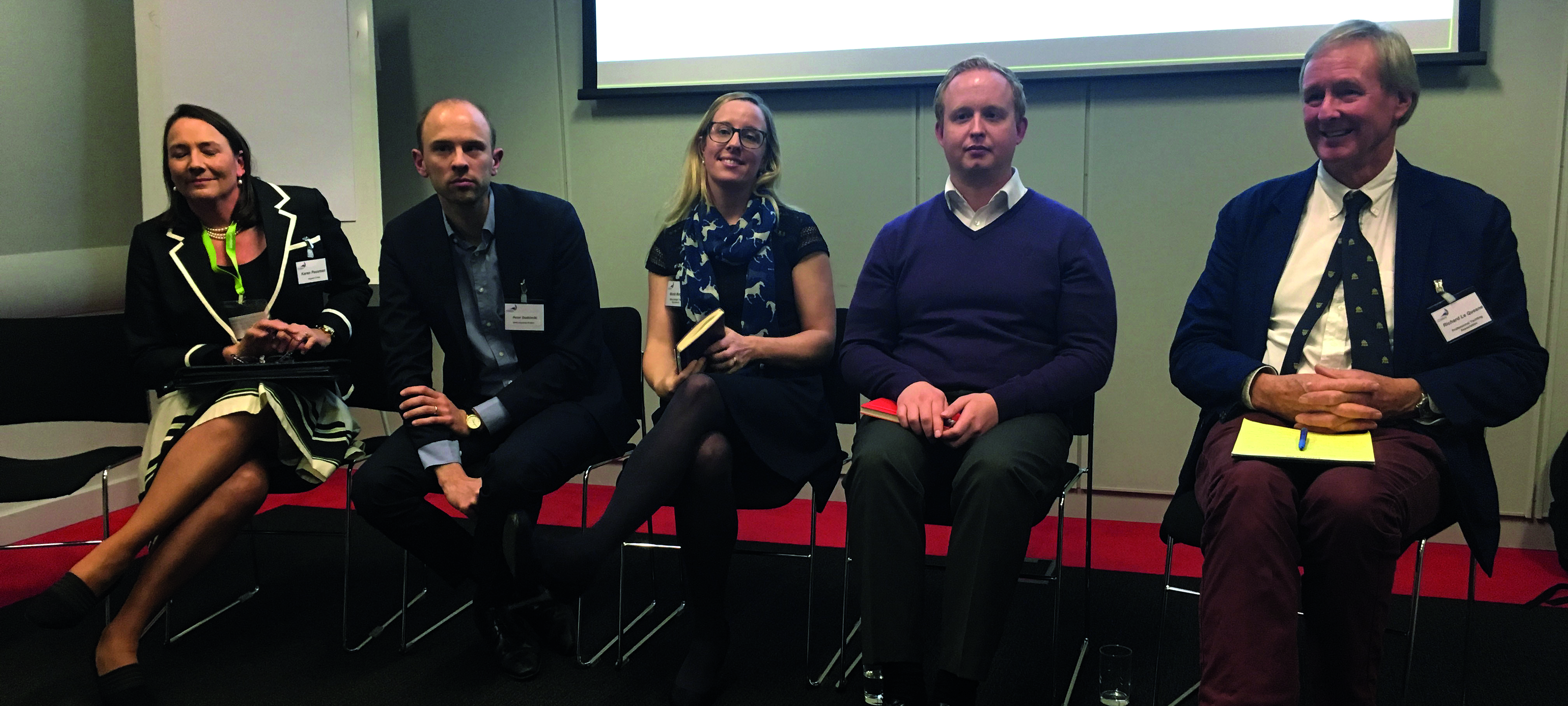 Image:Members of the industry panel at the launch of the ISWAN report into superyacht crew
welfare. L-R: Karen Passman, Peter Dudzinski, Nicola Morgan, Danny McGowan, and Richard Le Quesne.