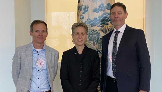 Image:AIMPE federal councillors Evan James (L) and Peter de Szoeke (R) with ACTU secretary Sally McManus in the Australian Parliament lobbying for industrial relations' changes. Image: AIMPE