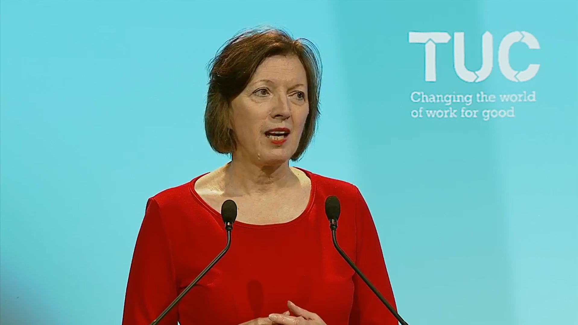 Image:TUC general secretary Frances O’Grady addresses the 2020 congress