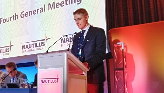 Image:Nautilus member James Stockbridge proposing the motion Support for Neurodivergent Seafarers to the 2023 Nautilus International General Meeting. Image: Nautilus International