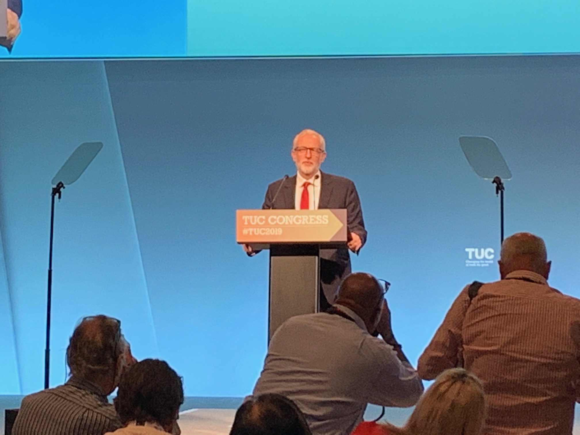 Image:Labour leader Jeremy Corbyn addresses the Trades Union Congress in Brighton