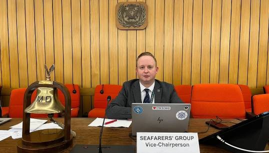 Image:Nautilus head of international relations Danny McGowan was one of three industry vice chairs at the ILO/IMO Tripartite Working Group meeting in February 2024. Images: ITF