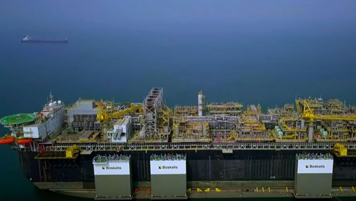Image:The Boskalis Boca Vanguard was towing the FPSO to Brazil when the incident happened. Image: YouTube - Boskalis