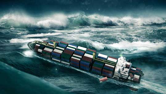 Image:Container ship caught in a storm. Image: Getty Images