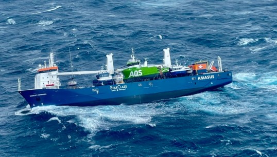 Image:The owners of the Dutch-flagged cargo ship Eemslift Hendrika advised the master to take a more sheltered route due to an oncoming storm, but the ship nearly capsized after the captain decided against this option. Image: Hovedredningssentralen Sør-Norge
