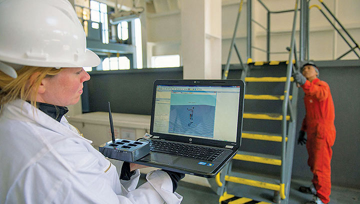 Image:Motion tracking a seafarer at work to investigate their activity levels while at sea
