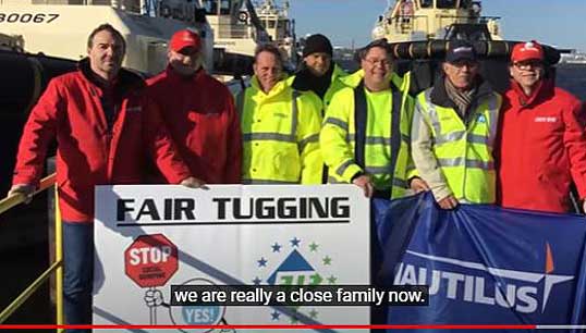 Image:The campaign features a video highlighting the story of tugboat captain Troy Pearson and worker Charley Cragg, who were killed while servicing a Rio Tinto power station in Canada. Image: ITF/ video still