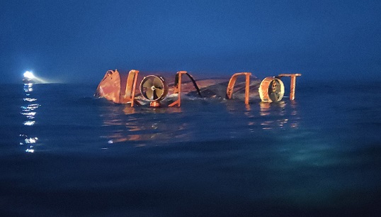 Image:Among the incidents discussed in this year's report is the September 2023 collision between the cargo vessel Scot Carrier and the split hopper barge Karin Høj, which resulting in the loss of two lives. Image: MAIB