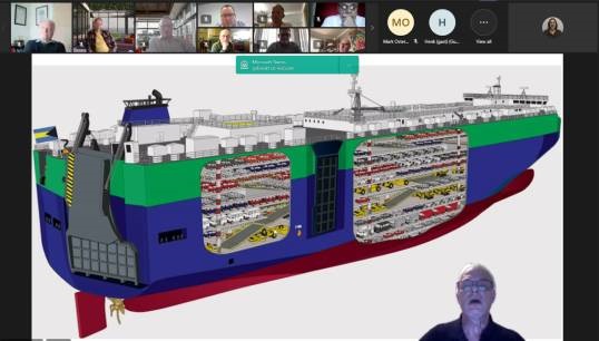 Image:Nautilus member Henk Eijkenaar giving his presentation on fire safety onboard car carriers to the online October 2023 meeting of the Nautilus Professional and Technical Forum. Images (from presentation): Nautilus International

