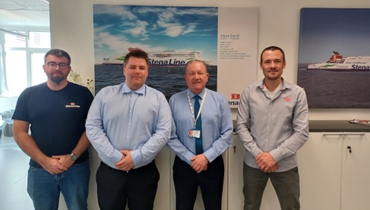 Image:From left to right: liaison officers John Mallalue and Russell Marshall, Nautilus head of industrial Micky Smyth, and liaison officer Gareth Battersea. Image: Nautilus International