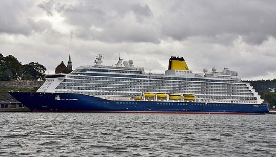 Image:The Saga Cruises vessel Spirit of Discovery moored in Oslo. It is now expected to return to service in April 2021. Image: Bahnfrend