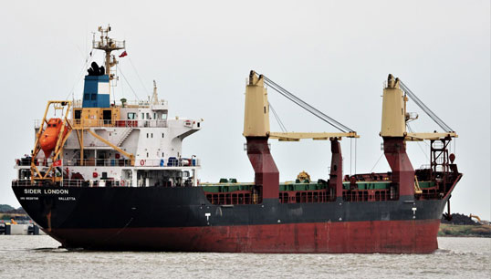 Image:Carisbrooke vessel Sider London outbound from London. Image: Geoffrey Watson, Twitter