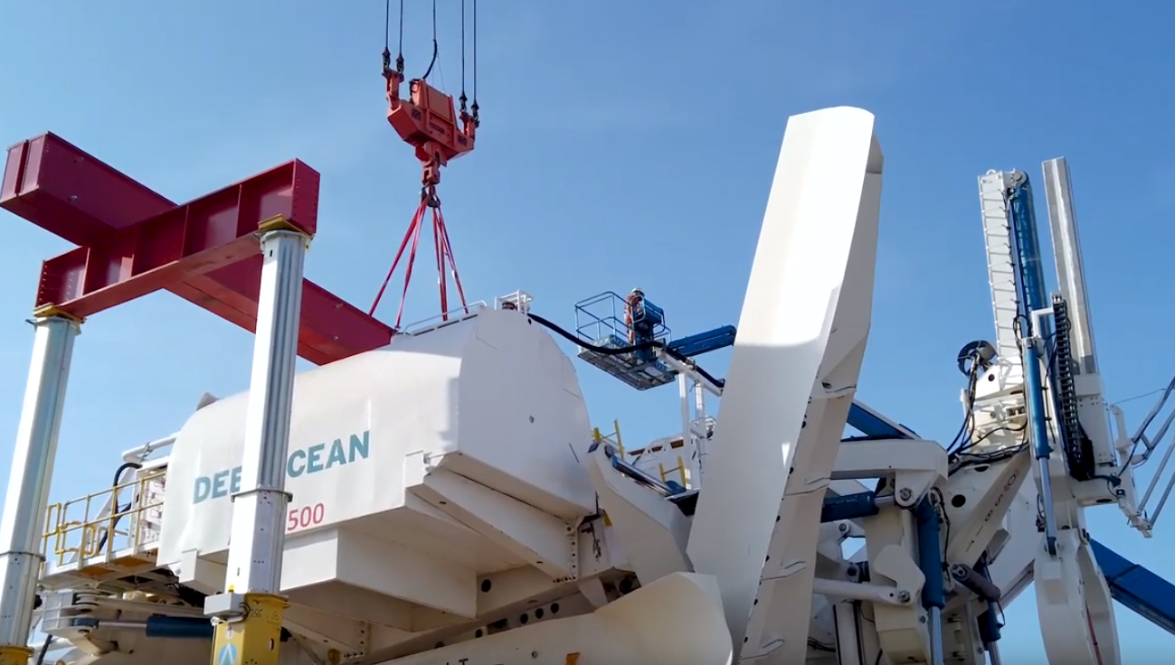 Image:Loadout of DeepOcean's subsea pipeline plough, the AMP1500, onto the TSV Havila Phoenix at the company's Offshore Services Base Blyth,UK. Image: DeepOcean YouTube.
