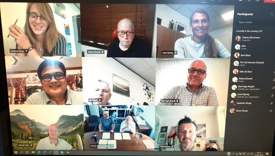Image:Industrial representatives from unions with members working across Holland America Group brands meet online.