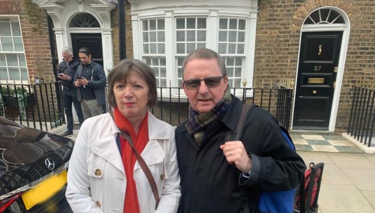 Image:TUC general secretary Frances O'Grady with Nautilus International general secretary Mark Dickinson at P&O Ferries protests last week. Image: Nautilus International