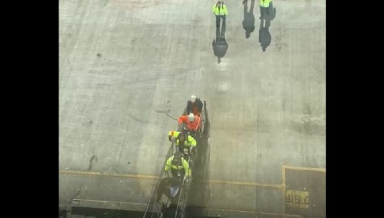 Image:Agency crew being brought onboard by P&O to replace the staff they terminated this morning. Image: Nautilus International