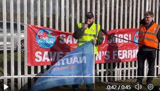 Image:Nautilus national organiser Steve Doran at the Liverpool rally. Image: Nautilus International video still