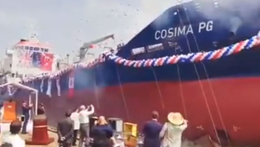 Image:Launch of a new P.G. Tankers vessel - Cosima PG - in Turkey. Image: P.G. Tankers
