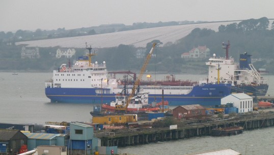 Image:PNTL vessel Pacific Heron in Falmouth docks. Image: Wikimedia Commons
