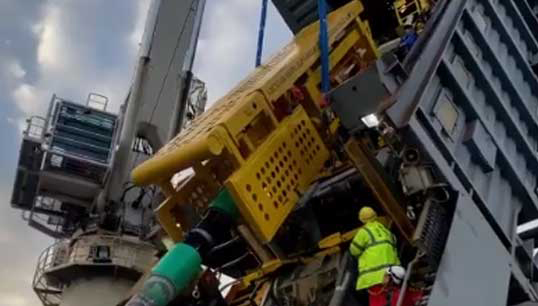 Image:Onboard Technip pipelayer vessel Appache II used in the fabrication of Duva and Gjoa P1 gas lift flowlines. Image: TechnipFMC Twitter video clip of work at the Evanton Spoolbase in the UK.