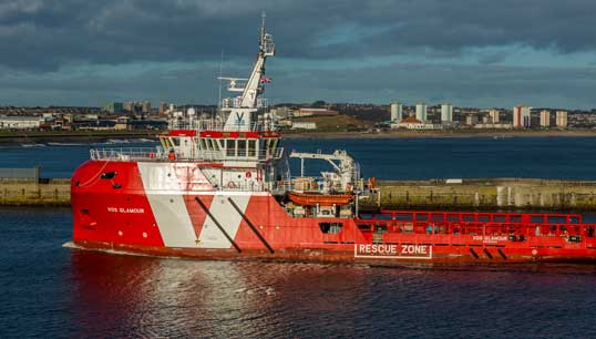 Image:Vroon fleet vessel VOS Glamour in Aberdeen in 2015. Deeside Crewing Services provides services to Deeside (Guernsey) Ltd, in support of crewing vessels for Vroon Offshore Services Ltd. Pictured: Image Wikimedia Commons.