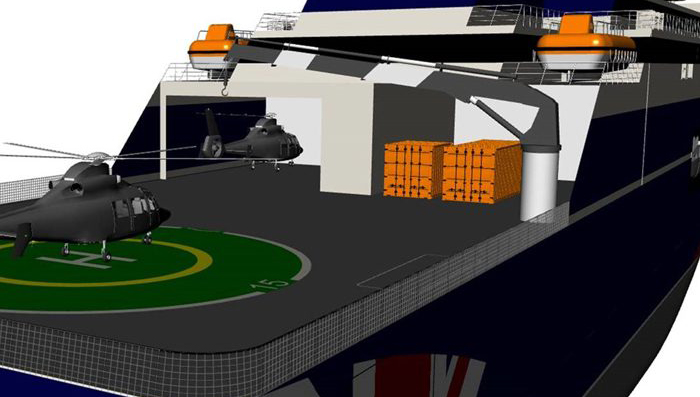 Image:The proposed relief vessel would have capacity for up to 6,000 tonnes of vehicles and aid supplies. Image: Britannia Maritime Aid