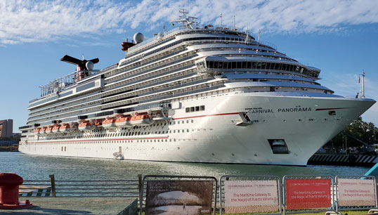 Image:Carnival Panorama berthed in Puerto Vallarta,Mexico City on January  2020 before the pandemic restrictions. Image: Wikimedia Commons.