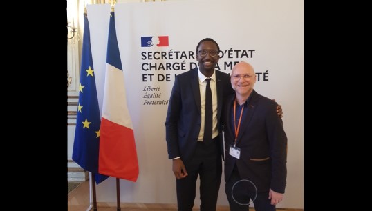 Image:Mr Fabien Decroq (right) represented Nautilus Federation affiliated union CFDT at yesterday’s signing. He is pictured with France’s maritime minister Hervé Berville at the ceremony. Image: CFDT
