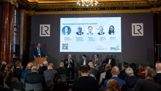 Image:L-R: James Forsdyke, Lloyd's Register Maritime Decarbonisation Hub; Nautilus head of international relations Danny McGowan; Ksenia Zakariyya, Yara Clean Ammonia; Matt Dunloy, Mærsk Mc-Kinney Møller Center for Zero Carbon Shipping; Arul Arunachalam, Shell. Images: UN Global Compact