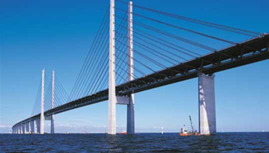 Image:The bridge over Øresund between Denmark and Sweden. Image: Wikimedia Commons