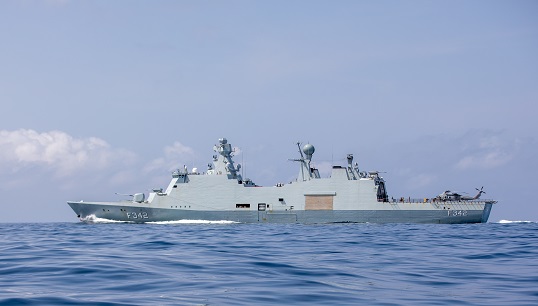 Image:The Danish frigate Esbern Snare which is operating in the Gulf of Guinea to improve maritime security. Photo: Anders Fridberg/Danish Armed Forces