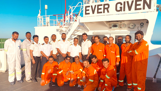 Image:The crew of the Ever Given. Image: NUSI