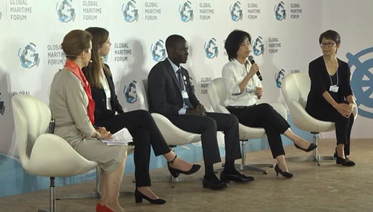 Image:Future Maritime Leaders essay winners from 2019 who attended a Global Maritime Forum Summit in Singapore that year. Image: Global Maritime Forum/YouTube