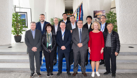 Image:The seafarers’ delegation at the meeting in Geneva, including Nautilus general secretary Mark Dickinson (front, third from left) and assistant general secretary Sascha Meijer (front, second from right). Image: Enrique Jimenez / ILO