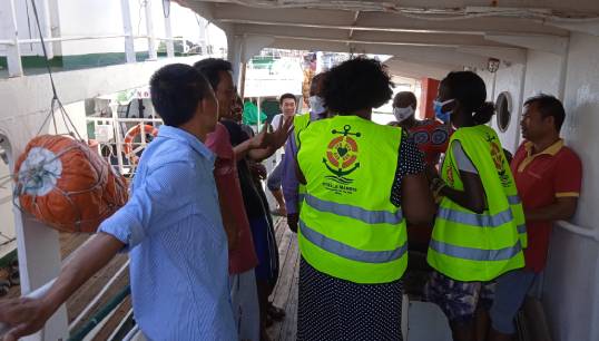 Image:Crew of the RA-Horakhty vessel abandoned in Mombasa were helped by Stella Maris in Kenya.  All images: Stella Maris