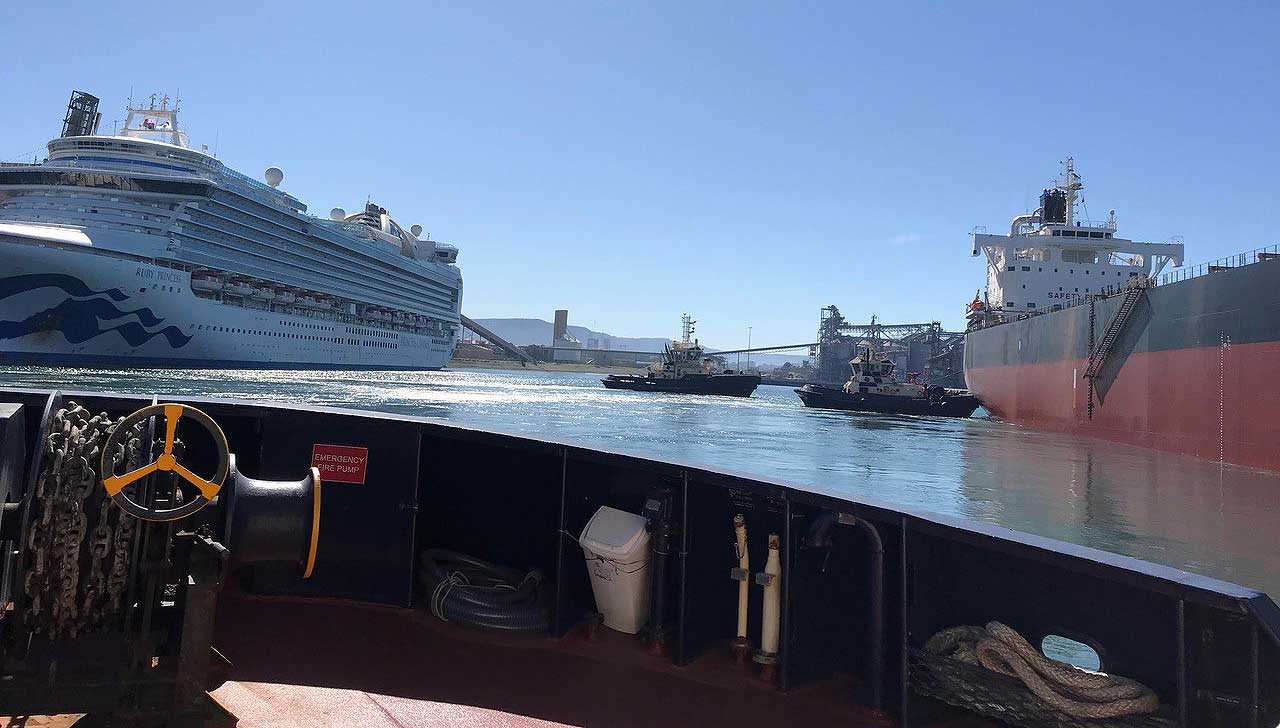 Image:Ruby Princess berthed in Port Kembla, Australia. Image: Steve Krinks/AIMPE