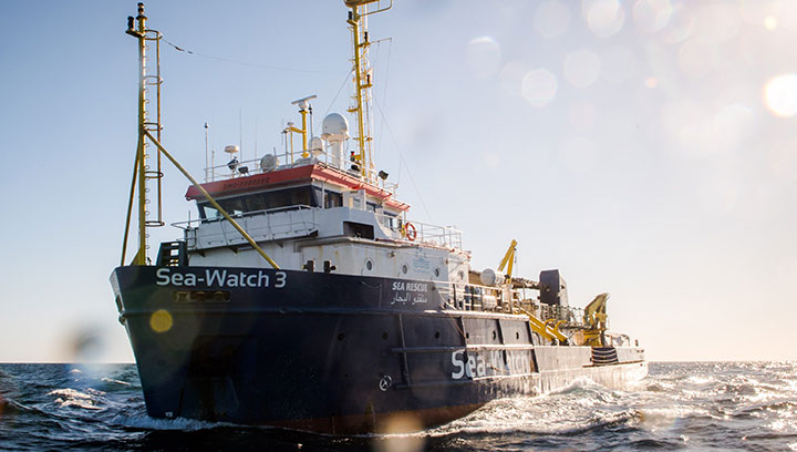 Image:Carola Rackete, captain of the Sea-Watch 3, faces a charge of aiding illegal immigration. Image: sea-watch.org