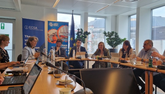 Image:ETF and ECSA representatives were joined by speakers from the European Commission and the European Maritime Safety Agency at the July 2024 launch event of Seafarers Go Digital. Image: ETF