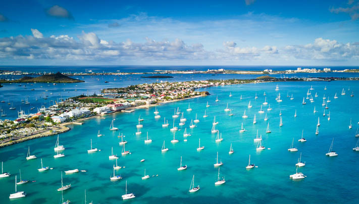 Image:The marina of Marigot Bay in Saint Martin, Caribbean.